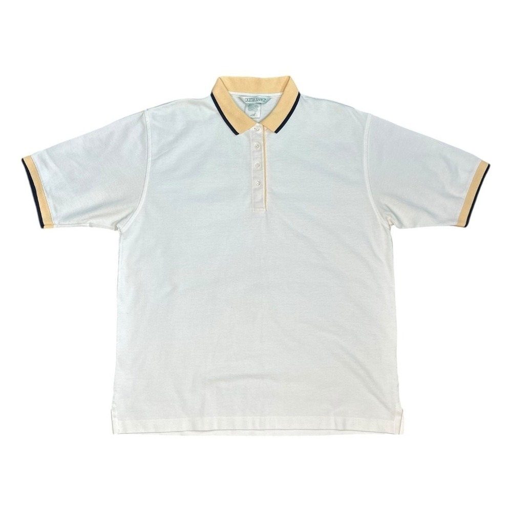 Outer Banks Men's L White Gold Trim Short Sleeve Polo Shirt